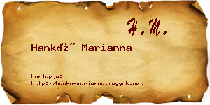 Hankó Marianna névjegykártya
