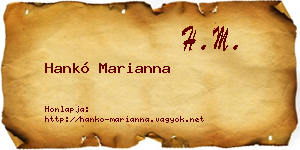 Hankó Marianna névjegykártya
